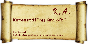 Keresztény Anikó névjegykártya